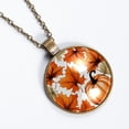 thumbnail image 2 of Maple Leaf Pumpkin Necklace Personalized Custom Photo Round Pendant Adjustable Stainless Steel Necklaces with Gift Box for Men Women Mothers Valentine's Jewelry Gift, 2 of 6