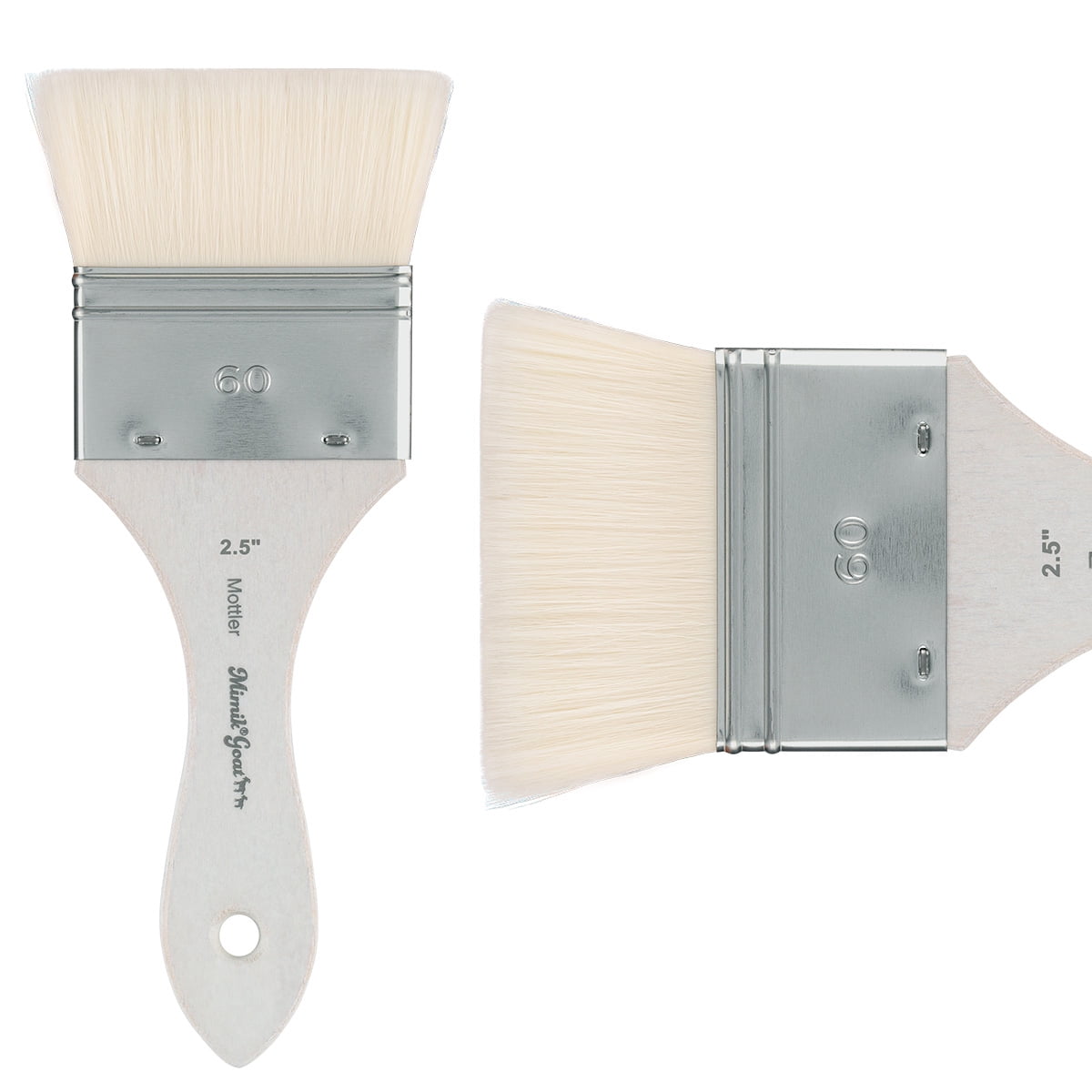 Mimik Synthetic Goat Hair Mottler Paint Brush 2.5" - Short Handle Flat Watercolor Brush- Soft, Absorbent, Synthetic Paint Brush for Watercolor, Oil & Acrylic- Rust-Proof Ferrule- Handmade in Germany