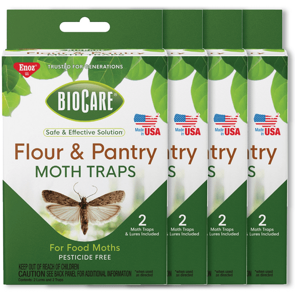 Enoz BioCare Flour and Pantry Moth Traps, Attracts and Kills Food Moths, 2 Count, 4 Pack