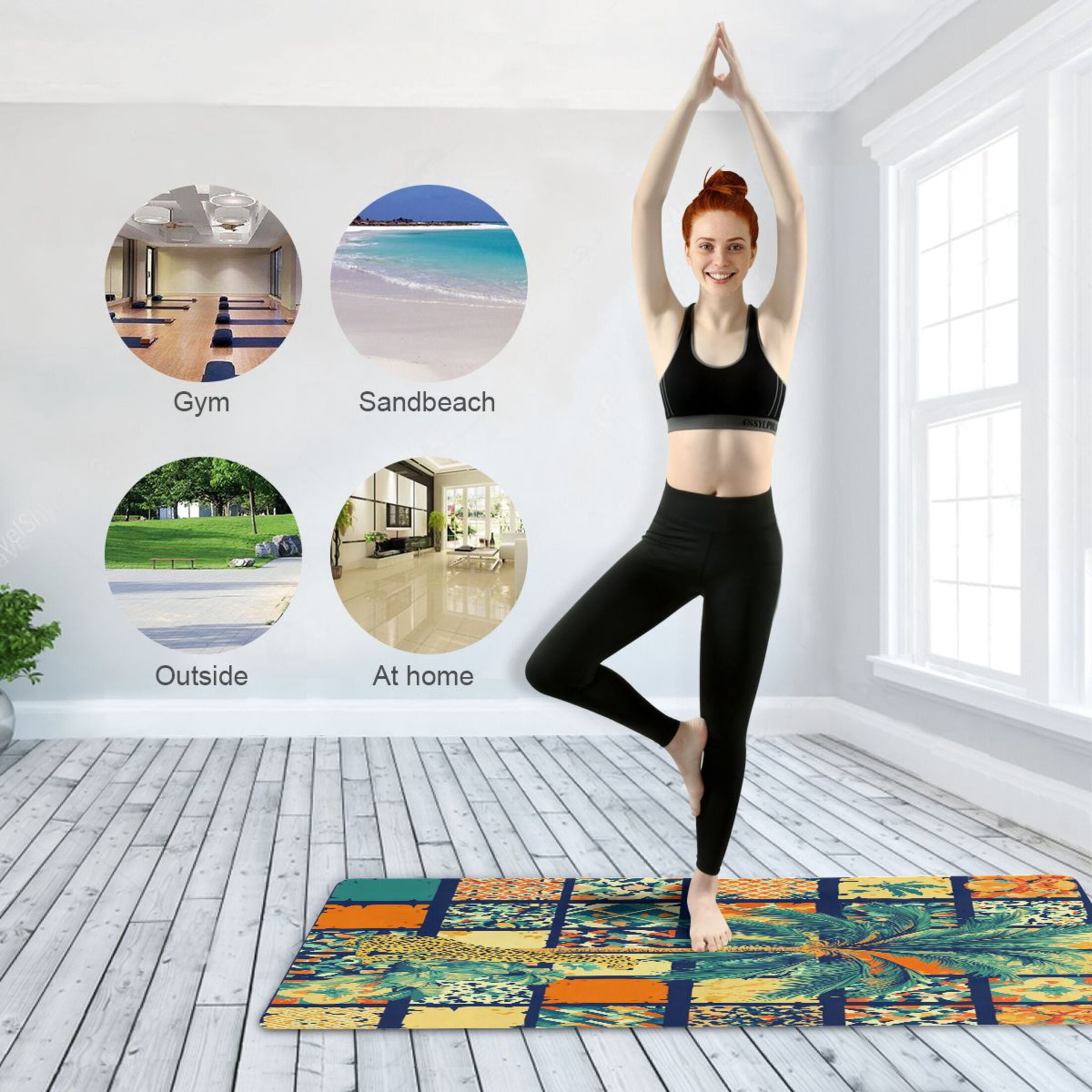 BZSMCE Yoga Mat Women Summer Ceramic Tile Pattern Fitness Mat