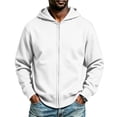 thumbnail image 2 of FRSASU Men's Zip Up Plain Hooded Sweatshirts Casual Long Sleeve Fleece Hoodie with Kangaroo Pockets White, 2 of 6