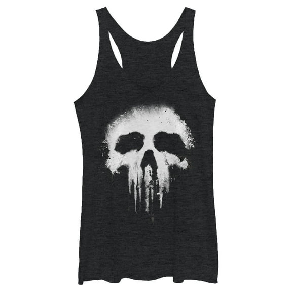 Women's Marvel Punisher Skull Logo  Racerback Tank Top Black Heather Large