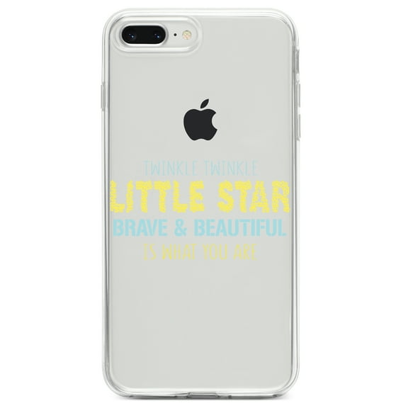 DistinctInk Clear Shockproof Hybrid Case for iPhone 7 PLUS / 8 PLUS (5.5" Screen) TPU Bumper Acrylic Back Tempered Glass Screen Protector - Twinkle Little Star Brave & Beautiful You Are