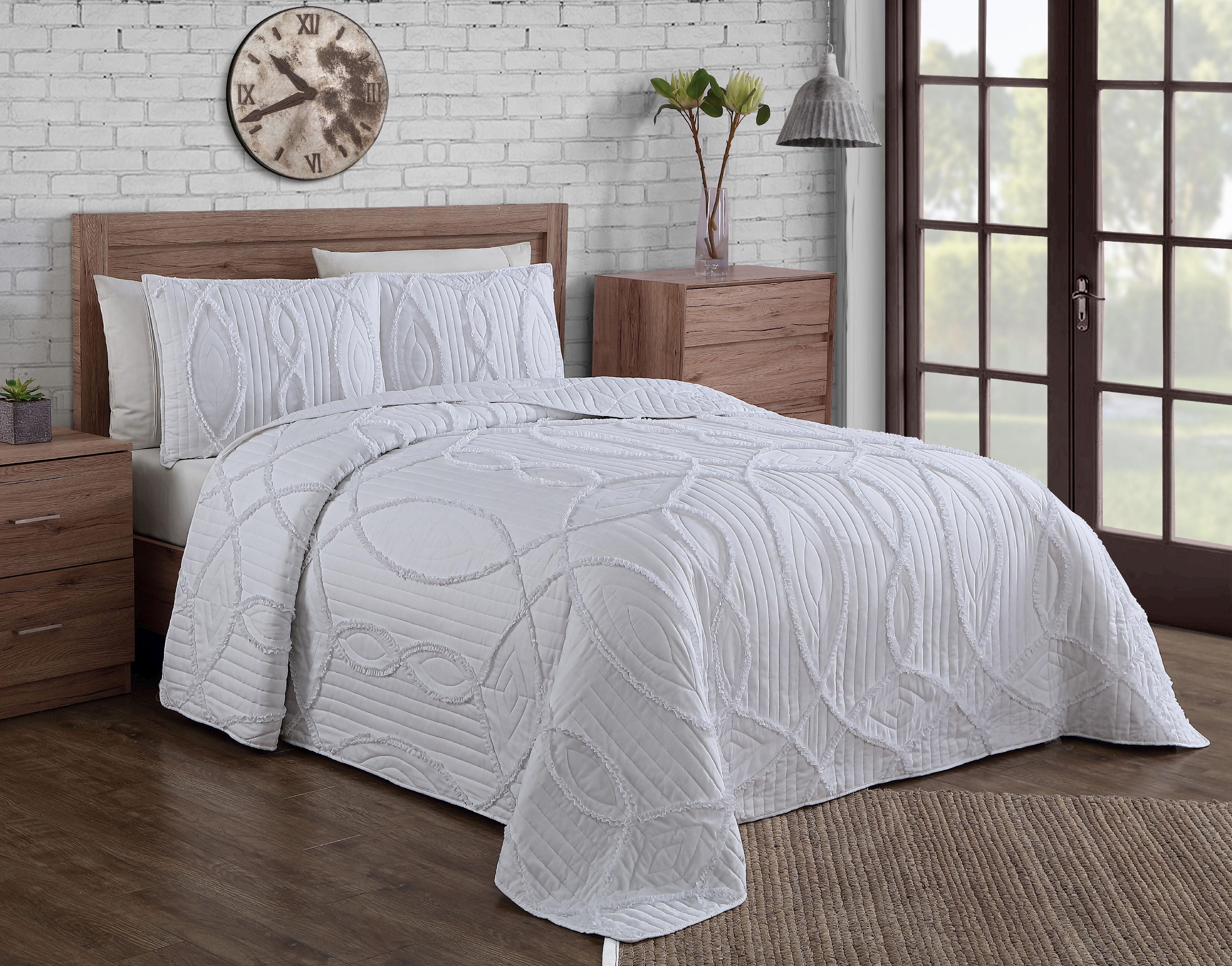 Sonora 3pc Ruffle over stitch Quilt Set