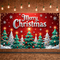 thumbnail image 3 of Decorative Design Christmas Banner Polyester Material Holiday Decoration Colorful Lights Christmas Trees Celebration Backdrop for Holiday Party Indoor Decoration Photo Shoot, 3 of 9