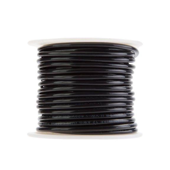 Remington Industries 12 AWG Solid THHN Building Wire, 600V, 100 ft Length, Black