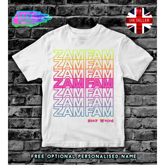 Zamfam Kids T-Shirt (Stay Weird) Rebecca Zamolo Top Boys Girls YouTuber GAMER