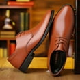 thumbnail image 5 of IUJSOY Mens Classic Dress Oxfords Modern Formal Lace up Shoes Pointed Toe Brown 7.5, 5 of 7