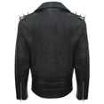thumbnail image 3 of Men's  Brando  Black ''Ghostrider'' Spiked Leather Biker Jacket-Shefford in Black, 3 of 4