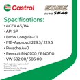 thumbnail image 2 of Castrol EDGE 5W40 Full Synthetic 946 mL, 2 of 5
