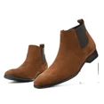 thumbnail image 7 of Mens Chelsea Boot Slip On Pointed Toe Stacked Low Heel Faux Suede Casual Dress Boot, 7 of 7
