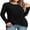Black, variant on Women's Long Sleeve Dressy Casual Round Neck Tunic Top With Twist Front Detail