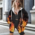 thumbnail image 3 of SCRAWLGOD Fire Print Women's Hoodies with Zipper Hoodies for Women Zip Up Lightweight Hooded Sweatshirt Zipper Front Women Party Long-Sleeve Activewear Zip Up Jacket Women Size XL, 3 of 7
