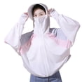 thumbnail image 2 of Joernso Women Sunscreen Coat Zipper Opening Hooded Face Nack Protection Ice Silk Anti-UV Thin Soft Breathable Long Sleeve Color Matching Cycling Camping Jacket, 2 of 8