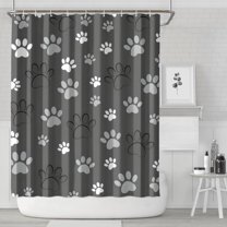 Grey Dog Paw Footprint Shower Curtain 72"x84" ,Bathroom Decorative Shower Curtains Set with 12 Hooks,Modern Waterproof Washable Shower Curtain