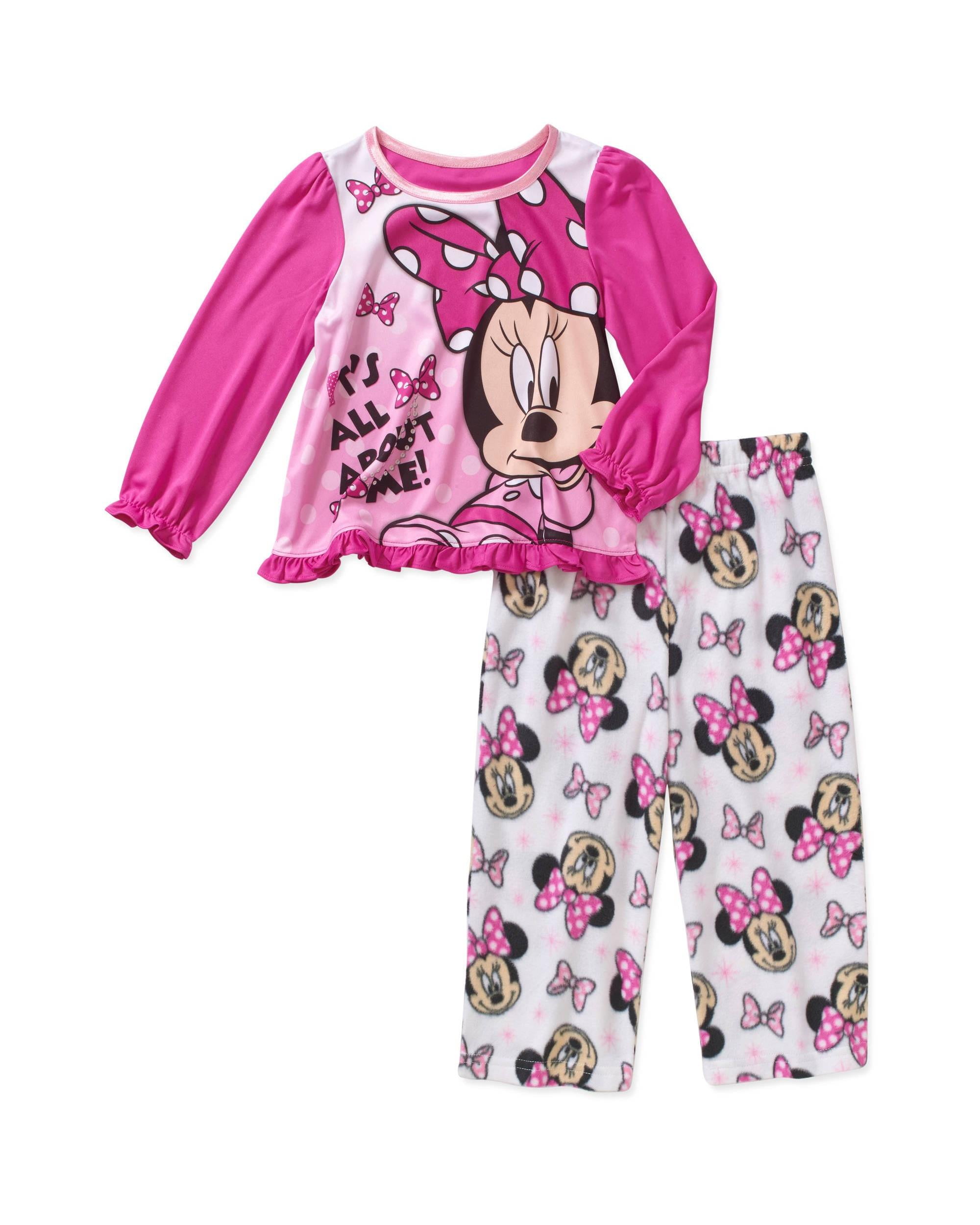 Disney Girls' Pajama Minnie Mouse Long Sleeve Top and Lounge Pants 2