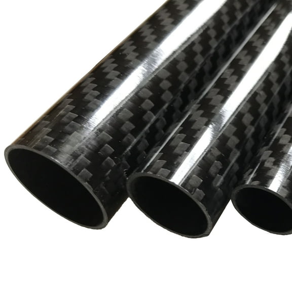 2 Carbon Fiber Tubes - 16mm x 14mm x 500mm - 3K Roll Wrapped 100% Carbon Fiber Tube Glossy Surface 2 Tubes