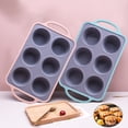 thumbnail image 3 of Molde de silicona Warkul para tartas, 6 moldes para cupcakes, muffins, tartas, con asa, antiadherente, apto para alimentos, resistente al calor, fácil de desmoldar y limpiar., 3 of 8