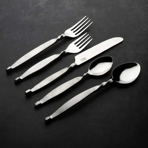 Hammered Twisted Urban Nascent Steel 5 Pcs. Flatware Set