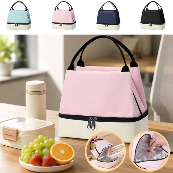 Dmlowu Lunch Bag for Women, Thermal Tote Insulated Lunch Box with Handle and Zipper, Portable Reusable Cooler Tote Bags for Office Car Picnic Camping Outdoor