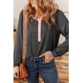 thumbnail image 1 of a.Jesdani Chic Haut Henley Gris - Patchwork Texturé, Tailles 2-4X, 1 of 8