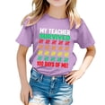 thumbnail image 1 of PMVFHDE T-Shirts pour Filles T-Shirts pour Filles Hauts de Mode pour Filles Hauts Décontractés Imprimés Col Rond Manches Courtes T-Shirt Décontracté Violet, 3-4 Ans, 1 of 6