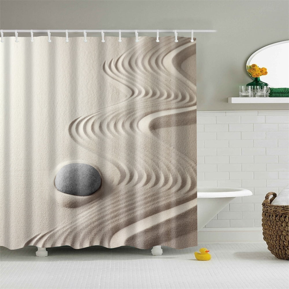 Shower Curtain Stone And Sand Art Soft Sand Wavy Line Peace In Heart Bathroom Decor Accessories Bath Curtain With Hooks Walmart Canada