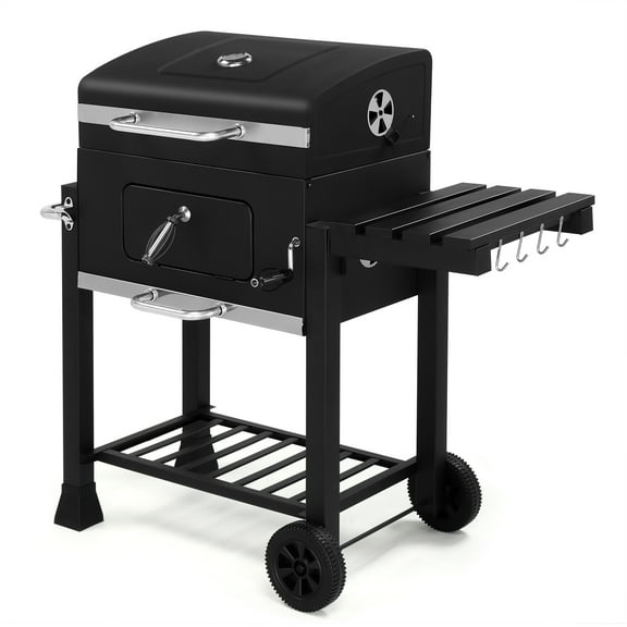 BBQ Charcoal Grill Outdoor Barbecue Pit Smoker with Double Grill,Liftable Charcoal Tray