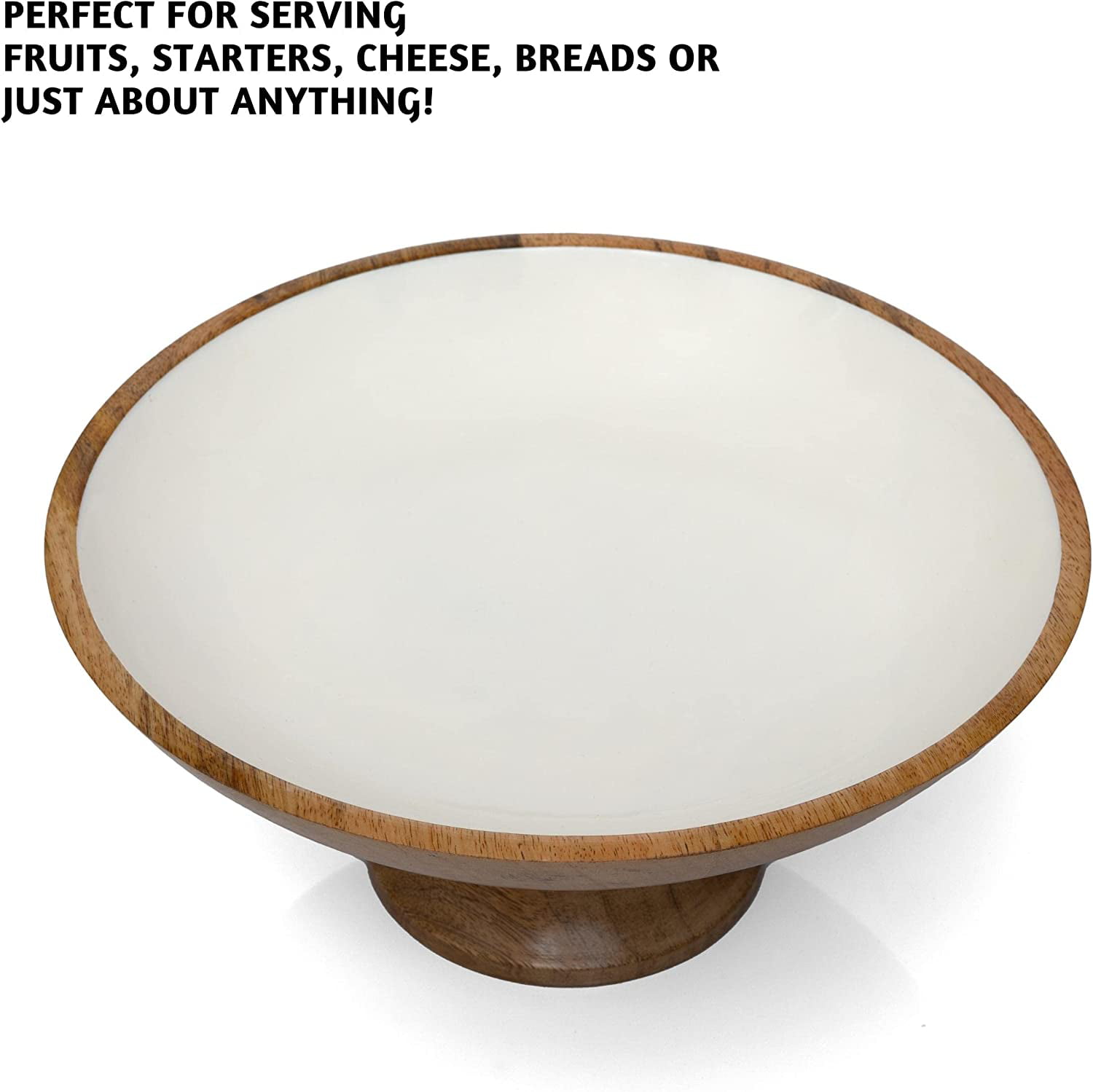 Folkulture Wood Fruit Bowl or Decorative Pedestal Bowl for Table