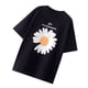 thumbnail image 2 of Camiseta de mujer con estampado floral, manga corta, cuello redondo, camiseta suelta, negro, M Scienceny AP001205-05B, 2 of 7
