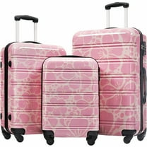 JERFIT 3-Piece Pink Hardshell Spinner Luggage Set with TSA Lock, Lightweight ABS PC Suitcase Set (20/24/28 Inch)