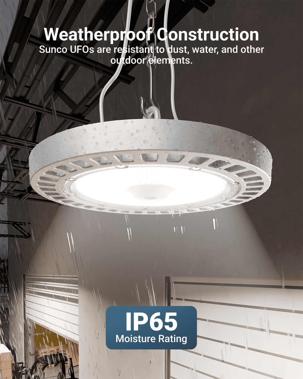 Sunco High Bay LED Shop Lights UFO, Warehouse Commercial Bay Lighting, 30000 LM, 5000K Daylight, 200W, Dimmable (0-10V), Wet Rated, Shatterproof, for Workshop, Garage, Schools UL.