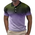 thumbnail image 1 of Shirts for Men Casual Printed Short Sleeve Turn Down Collar Buttons Side Split T-Shirt Blouse Tops, 1 of 3