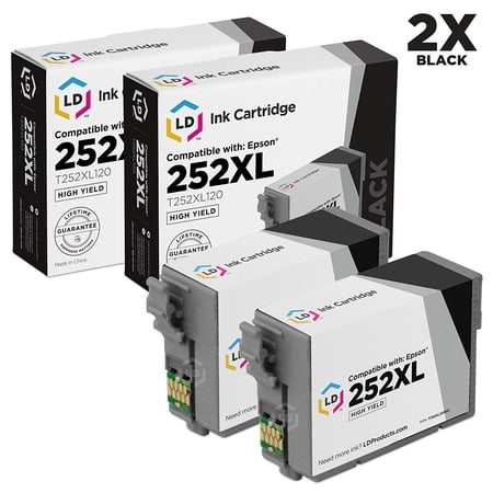 LD Compatible Replacement for Epson 252XL T252XL120 High Yield Black Ink Cartridges 2-Pack for WF-3640 WF-7110 WF-7210 WF-7610 WF-7620 WF-7720 WF-7720DTWF
