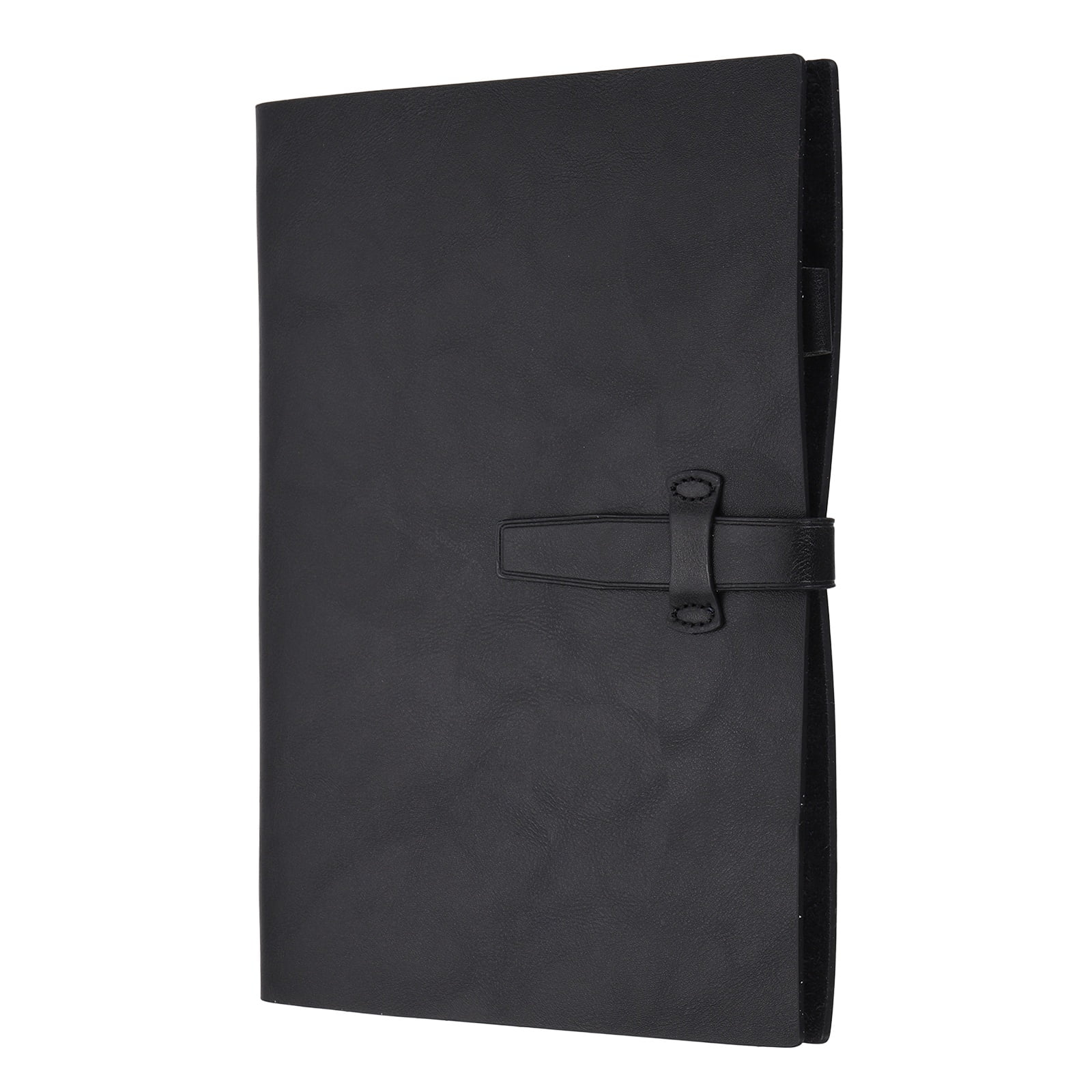 Uxcell A5 Binder 6 Ring Black Leather Binder Notebook 80 Sheets, Refillable Journal Organizer with Pen Slot Notebook Planner Cover for Budget, Journal, Business, Writers, Study