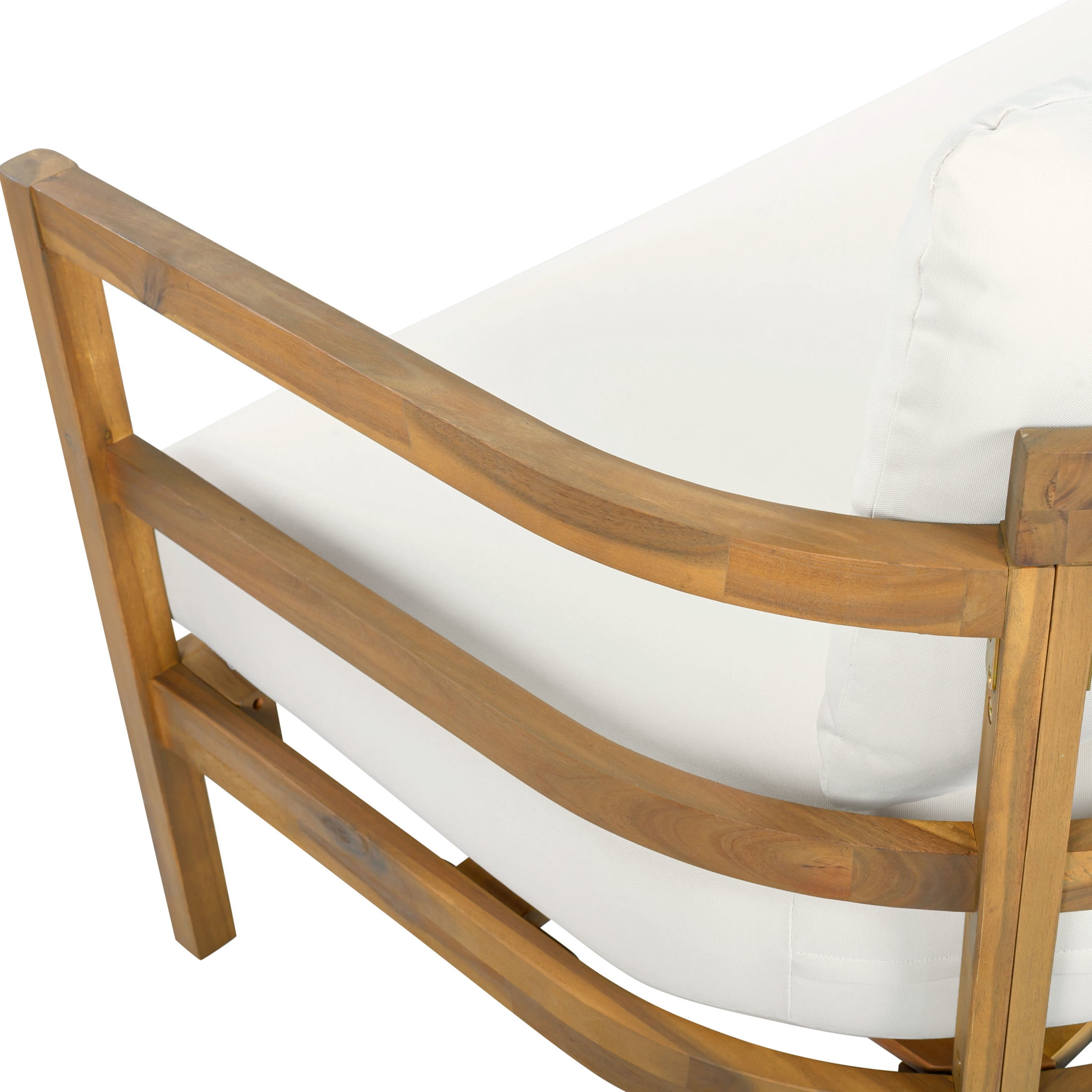 Christopher Knight Home 5-Seat Outdoor Wood Sectional Sofa with Table and Cushions, Light Brown+Beige