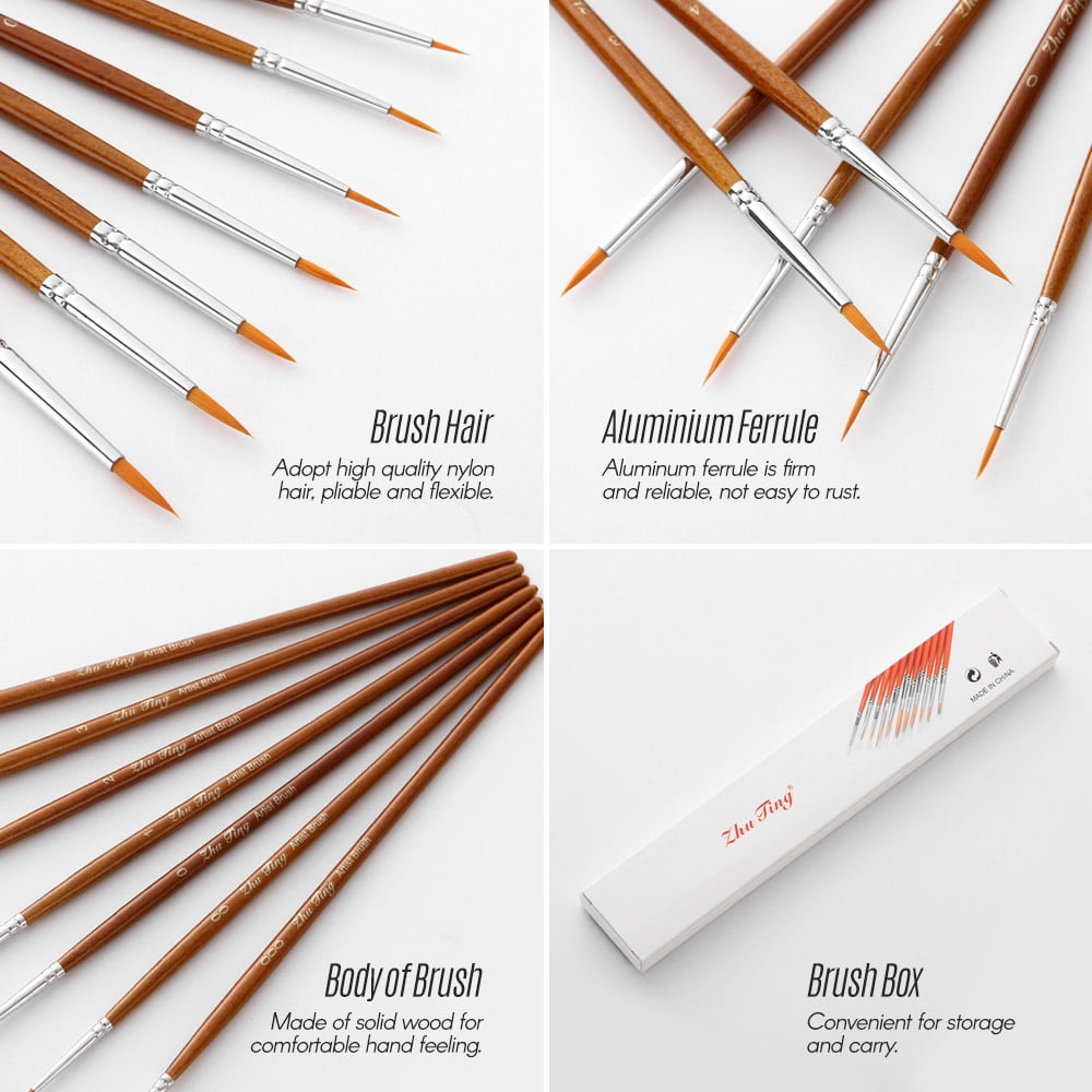 Paint Brush Set, Nylon Paint Brushes for Acrylic, Oil, Watercolor, 7 Brush Sizes