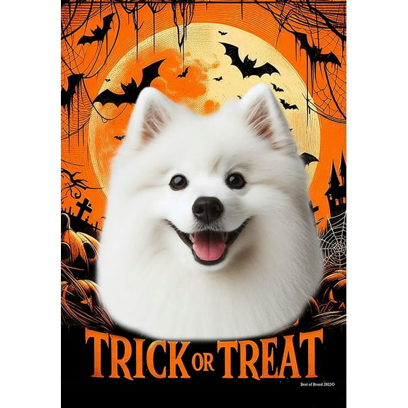 American Eskimo - Best of Breed  Halloween Garden Flag 12" x 17"