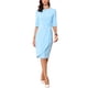 thumbnail image 2 of Vestido Ruched INSPIRE CHIC para mujer, vestido de trabajo de manga corta, tendencia XS, azul cielo, 2 of 6