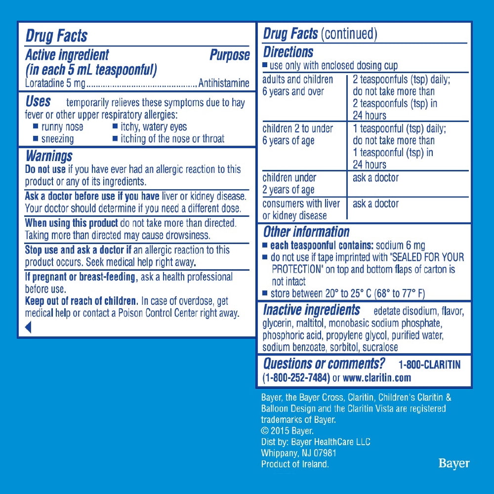 Children S Claritin Dosage Chart