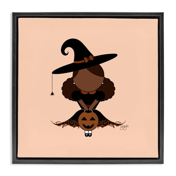 Stupell Industries Trick Or Treat Witch Black Framed Floater Canvas Wall Art design by Sierra Siler, 18 x 18