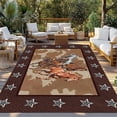 thumbnail image 2 of Brown Retro Horse Outdoor Rug for Patio/Deck/Porch, Non-Slip Large Area Rug 5 x 8 Ft, Vintage Western Stars Country Indoor Outdoor Rugs Washable Area Rugs, Reversible Camping Rug Carpet Runner, 2 of 8