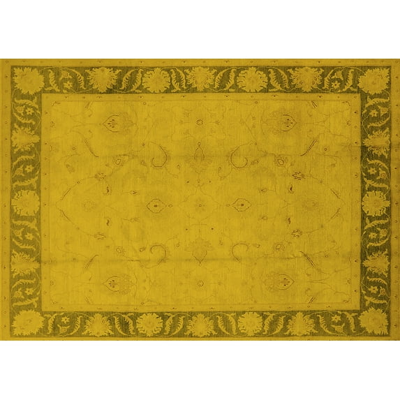Ahgly Company Machine Washable Indoor Rectangle Oriental Yellow Industrial Area Rugs, 5' x 7'