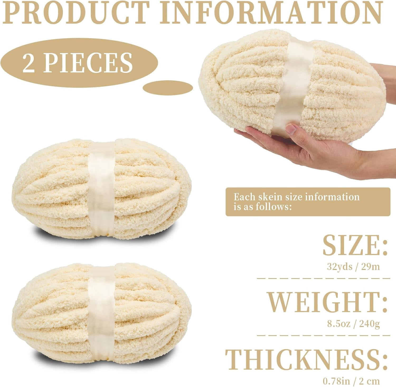 Chunky Chenille Yarn for Crocheting, Giant Yarn for Hand Knitting, Super Soft Jumbo Blanket Yarn Sage Green 2 Pack (32 yds, 8.5 oz Each Pack)