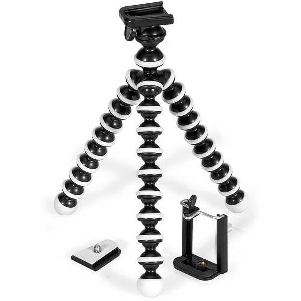 GPX Bendable 10 inch Tripod with 10-Section Legs and Slip-Resistant Grips, Universal, TPD108B, Black