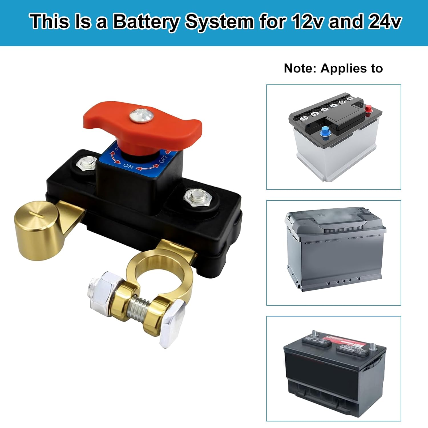 Car Battery Power Cut-Off Switch Breaker, Pure Copper Stable Transmission High Conductivity Disconnect Switch Smart Battery Disconnect for Car Truck Boat Rv Supplies