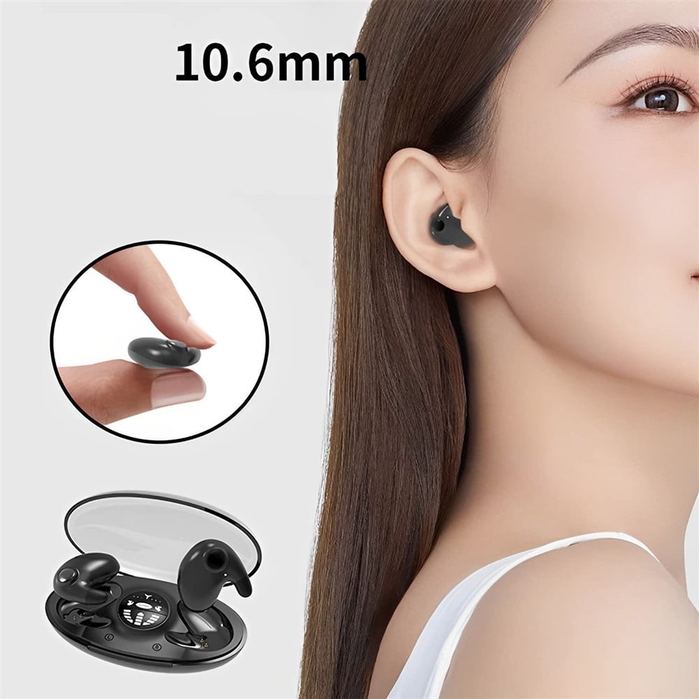 Invisible Sleep Wireless Earphone Ipx5 Waterproof, True Wireless Earbuds Sense-Free to Wear Bluetooth 5.3 Headphones Touch Control with Wireless Charging Case