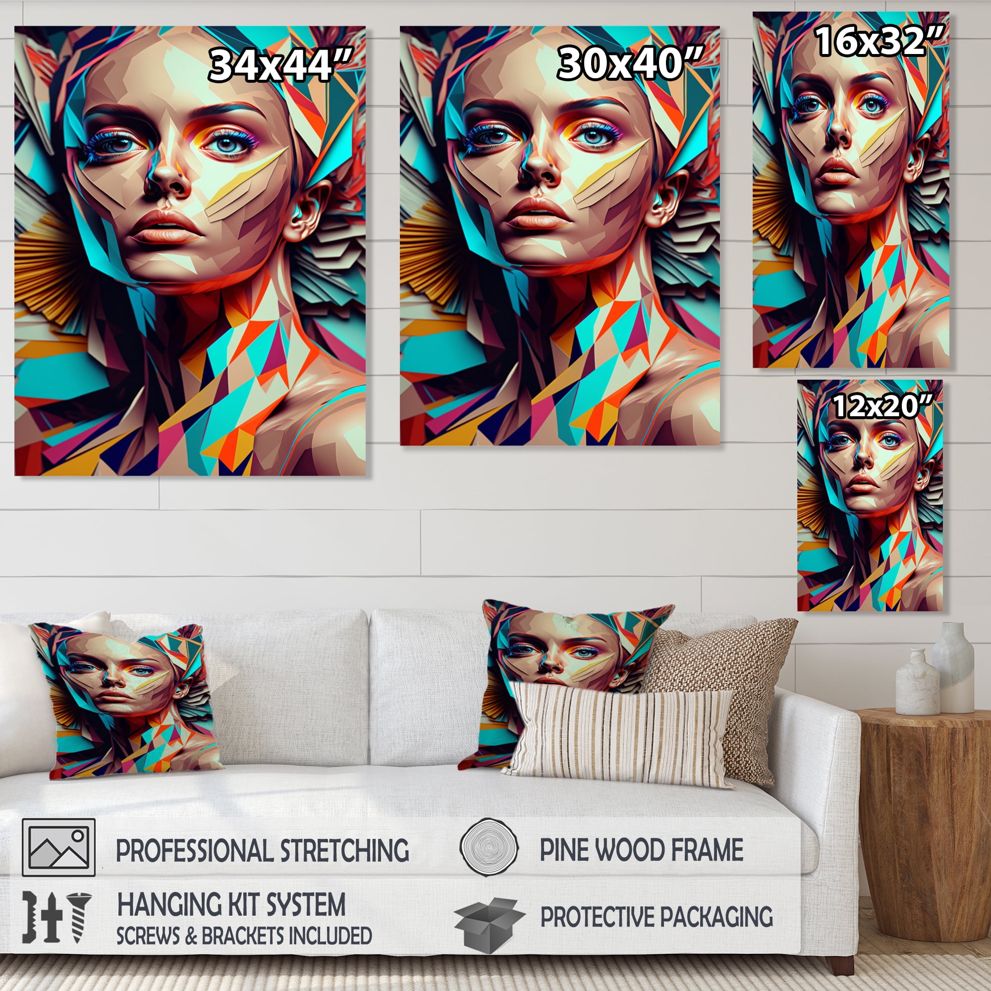 Designart Cubic Woman Portrait I Canvas Wall Art