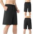 thumbnail image 7 of Men's Bermuda Shorts Lounge Summer Beach Shorts Elastic Waist Drawstring Solid Color Shorts, 7 of 7