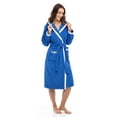 thumbnail image 4 of Women’s Waffle Weave Robe Ladies Hooded Bathrobe 100% Terry Cotton Spa Robes Blue XL, 4 of 8